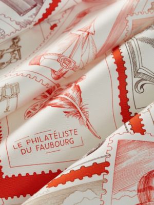 Le Philateliste du Faubourg scarf 90 - Orange | Hermès USA
